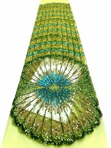 Tissu en dentelle africaine coloré pour la maison, maille perlée respirante <span class=keywords><strong>tricot</strong></span>ée 100 % polyester, matière pour femme - Product Image 5