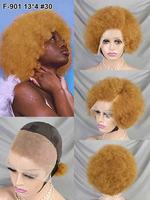 Perruque courte coupe pixie avec dentelle frontale 13x4, 100% cheveux humains Remy, pour femmes noires, plusieurs couleurs disponibles