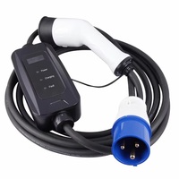 Chargeur EV portable 32A, station de recharge de véhicule à courant réglable avec adaptateur CEE EU UK, prise d'alimentation