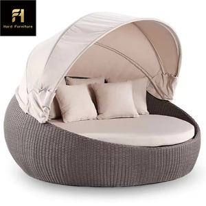 Contemporaneo divano rotondo in vimini Rattan divano divano letto portatile all'aperto lettino per ville per dormire e sonnecchiare al sole - Product Image 5