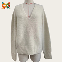 CG 2026 Neuer Damen-Pullover aus Polyester-Nylon-Mischgewebe mit V-Ausschnitt, Lässiger Einfarbiger Strickpullover im Schlichten Stil für den Täglichen Wintergebrauch