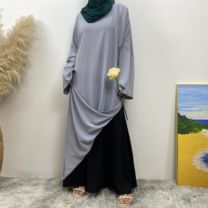 J-288 Nueva Falda Abaya Elegante de Color Sólido con Abertura Lateral, Conjunto de 2 Piezas de Alta Calidad en Tela Nida, 32 Colores, Ropa Musulmana - Product Image 3