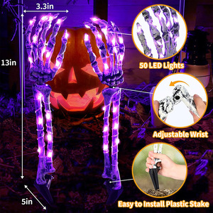DAMAI Lighted Skeleton Arm Stake for Outdoor Halloween Decorations Hands Bone String Lights Lawn Yard House Party Props Decor - Product Image 3