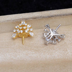 อุปกรณ์ทำเครื่องประดับมุก DIY เงินแท้ S925 จี้มงกุฎฟีนิกซ์ ฐานเปล่า กึ่งสำเร็จรูป ขนาด 12-16 มม. ต่างหูแบบติดหูแฟชั่นสไตล์น้ำแข็งหิมะ - Product Image 3