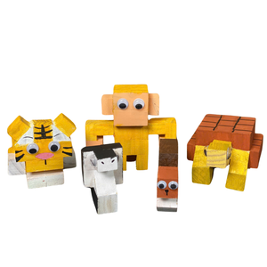 Juego de rompecabezas de montaje DIY Montessori, bloques de construcción de madera de Color de bosque tropical increíble, juego de juguetes de animales creativos para niños - Product Image 5