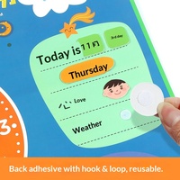 Tableau mural éducatif pour enfants de maternelle en plastique imprimé UV : Calendrier, Météo, Semaine, Cartes adhésives, Horloge et Saisons