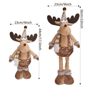 Gold Sequin Tall Hat Snowman Moose <b>Santa</b> <b>Standing</b> Plush Set for Luxury Hotel Lobby Xmas Display - Product Image 2