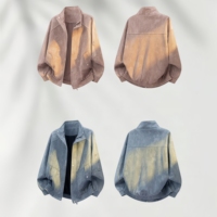 Veste pour homme en jacquard imitation denim, coupe ample et oversize, col à revers, style streetwear décontracté, printemps et automne, logo imprimé personnalisé