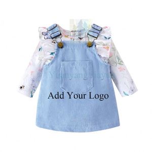 Vestito in cotone floreale per bambina abbigliamento autunnale <span class=keywords><strong>neonato</strong></span> per bambini e neonati con tutina a manica lunga Set di vestiti per bambine - Product Image 1