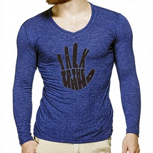 Camisetas de manga larga de algodón para hombre, diseño OEM, estampado personalizado, proveedor indio tirupur, algodón de bambú orgánico en línea - Product Image 1