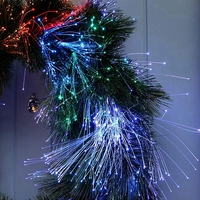 Karangan Natal Jarum Pinus Bercahaya 50 cm Desain Baru Multi-warna Serat Optik