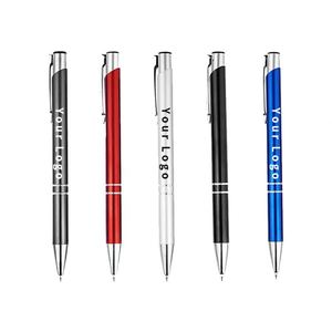 Stylo bille publicitaire en métal rouge avec logo personnalisé imprimé pour la promotion - Product Image 1