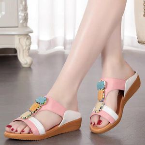 Sandales <span class=keywords><strong>orthopédiques</strong></span> confortables Xuanhui pour l'été, antidérapantes, style bohème, avec perles, pour la marche quotidienne, plateforme de 3 cm, tongs pour femmes - Product Image 3