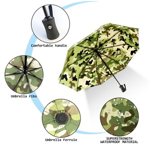 Wholesale Manual Open Fully Automatic Strong Waterproof Uv Sunny Rainy 3 Folding Umbrellas logo Camouflage Color Fiberglass Ribs - Product Image 4