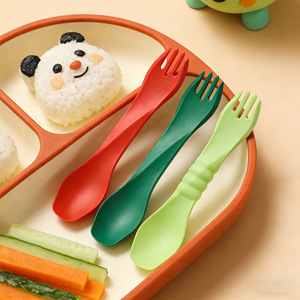 Fourchettes d'alimentation en silicone pour bébé, cuillère souple pour repas d'enfants, vaisselle de couleur unie, 0-12 mois - Product Image 4
