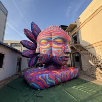 Modèle de ballon gonflable en forme de visage pour la décoration de fond de scène, sculptures de visage gonflables personnalisées pour l'affichage en parc
