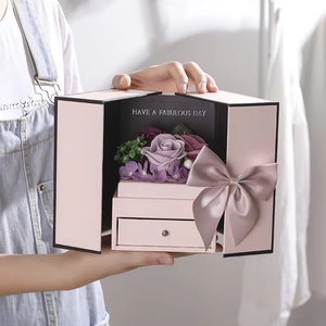 Caja de Regalo Rosa de Doble Apertura, Exquisita Caja de Regalo con Flores Eternas, Admite Cajas de Regalo Personalizadas - Product Image 2