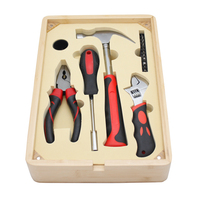 Kit d'outils à main Ensemble d'outils de réparation à domicile 17PCS dans un étui en bambou avec pince combinée Embouts de tournevis à clé réglable