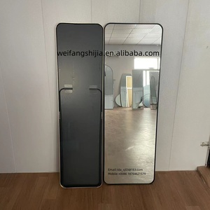 Hiện đại giá rẻ 40x150 cm vàng đen chải nhôm miễn phí đứng gương đầy đủ chiều dài cơ thể dài gương với đứng - Product Image 5