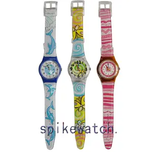 Zijde-Scrren Printband Uw Eigen Ontwerp Cadeau Horloge Mode Plastic Horloge