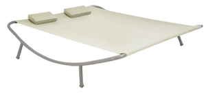 Patio Jardin Piscine 2 Personnes bain de Soleil En Plein Air avec Baldaquin et Oreiller Cadre En Acier Ensemble de Conversation Chaise longue Chaise Longue - Product Image 4