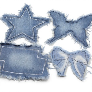 Appliques en tissu effiloché brodées en jean écologique, motifs étoile, papillon, nœud, pour vêtements et sacs - Product Image 3