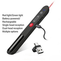 Telecomando Presenter Wireless 2.4Ghz Ricaricabile con Puntatore Laser e Ricevitore USB + USB-C per Presentazioni PPT