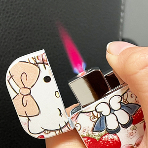 Logotipo personalizado Cor Padrão Olá <span class=keywords><strong>Kitty</strong></span> Isqueiro Windproof Rosa Chama Bonito Isqueiro Meninas Presente - Product Image 1