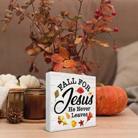 Décoration de bureau personnalisée récolte d'automne décor de Thanksgiving pour Jésus, il ne quitte jamais panneau en bois décorations pour la maison étagère de bureau table