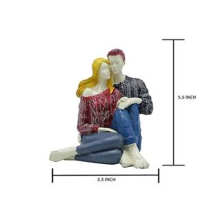 Sculpture de couple romantique moderne, figurine décorative assise l'un à côté de l'autre, statue artistique pour table ou étagère de salon - Product Image 4