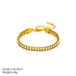 18K Gold Titanium Steel Tennis Chain Bracelet Geometric-shaped Niche <b>Light</b> Luxury Item Zircon Non-Fading Explosive Personality - Product Image 5