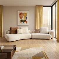 Modernes 4,08m Quadratisches Modulares Sofa Cremefarbenes Bouclé-Stoffsofa Großes Modulares Sofa für Luxus-Wohnzimmer Apartment Villa Edelstahl