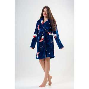 Bata de dormir navideña de forro polar para mujer, azul, con capucha, suave, de manga larga, informal, con diseño de gato y dulces - Product Image 3