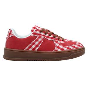 Baskets Chunky Rétro pour Femme Tiyo K5001, en Toile Rouge à Carreaux, à Lacets, Semelle Intermédiaire en PVC, Semelle Amortie, Chaussures Décontractées pour la Marche - Product Image 1