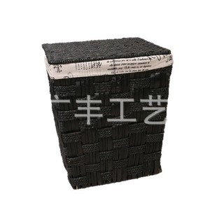 Woven <b>Storage</b> Baskets <b>With</b> Lids Black Household <b>Stool</b> Ottoman For Home Use - Product Image 5