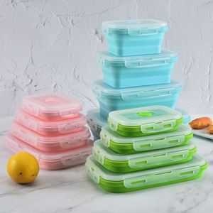 กล่องอาหารพับได้ ปลอดสาร BPA ใช้กับไมโครเวฟได้ ป้องกันการรั่วซึม กล่องซิลิโคนพับเก็บได้ ชุดกล่องเบนโตะ - Product Image 5