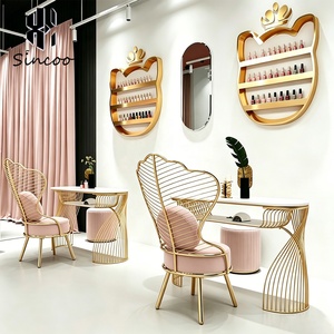 Table de manucure moderne en forme de <span class=keywords><strong>L</strong></span>, bureau à <span class=keywords><strong>ongles</strong></span> en aluminium, mobilier professionnel personnalisé pour salon de beauté et spa Sincoo MT-F0044 - Product Image 4