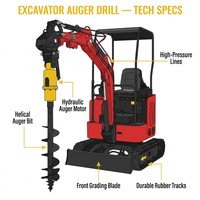 Foreuse hydraulique pour pelle, tarière rotative pour trous de poteaux, pour la construction, fixation universelle robuste
