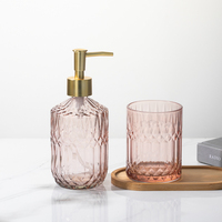 Distributeur de shampoing et lotion pour la maison, gobelet en verre pour dentifrice 300 ml, flacon rond en verre pour savon liquide 400 ml avec pompe, coffret personnalisé