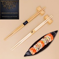 Baguettes jetables en bambou personnalisées, à une ou deux pointes, design minimaliste, baguettes à sushi