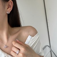 Dylam Sparkly Trendy Purple Cz Cubic Zirconia Planet Ring S925 Sterling Silver Pink Heart Shepe Rings For Women Jewelry Set