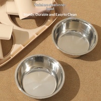 Bols doubles surélevés pliables pour chiens, pour boire et manger, en plastique et acier inoxydable, à motif uni, pour chiens de taille moyenne/grande