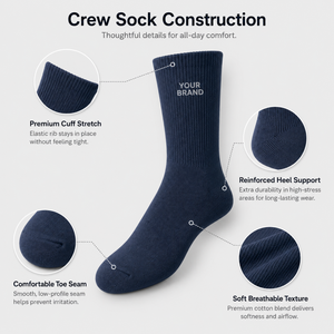Chaussettes en coton et bambou pour homme, logo personnalisé, col rond, vente en gros, chaussettes blanches, usage quotidien, confortables et respirantes. - Product Image 2