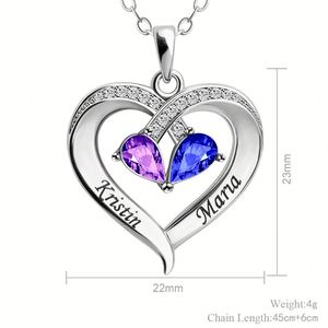 Pendent Gold Heart <b>Necklace</b> Gifts Glitter Engraved Pendant Artificial Natural Stone Amulet <b>Custom</b> Jewelry Birthstone Jewellery - Product Image 4