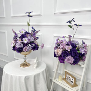 Decoración DE MESA DE BODA hecha a mano, centros de mesa de flores moradas, Bola de flores rosas <span class=keywords><strong>Lila</strong></span> para Ceremonia de Festival - Product Image 5