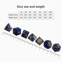 Nouvel ensemble de 7 dés de jeu Dungeons&Dragons en lapis-lazuli, dés à facettes multiples en pierre naturelle pour DND RPG