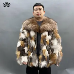 JANEFUR Wholesale Man Fur Jacket High Quality Men Winter Fur bomber Coat Fashion Genuine Fox Fur Coat Men