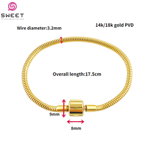 <span class=keywords><strong>Bracciale</strong></span> alla Moda 2025 in Acciaio Inox 316L Placcato Oro 18K a Forma di Cuore con Catena a Maglia Serpente - Product Image 4