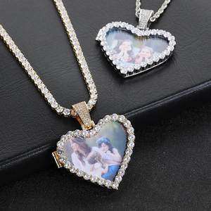 Flip Open Heart Photo Hip Hop Pendant Real <b>Gold</b> Plated Prong Setting 925 Silver Moissanite Bespoke Bling Iced Out <b>Locket</b> - Product Image 5