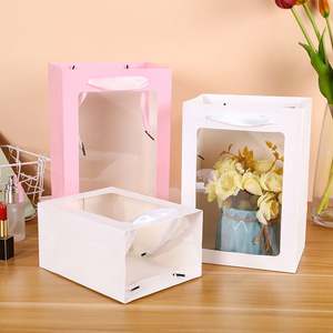 Bolsa de Papel Portátil Personalizada con Logotipo Impreso, Bolsa de Regalo con Asa y Ventana Transparente para Flores - Product Image 2